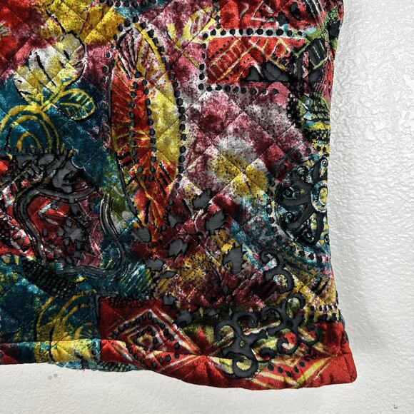 Coldwater Creek Vest Womens Medium Velvet Quilted Boho Art to Wear Zip Up - Picture 7 of 11